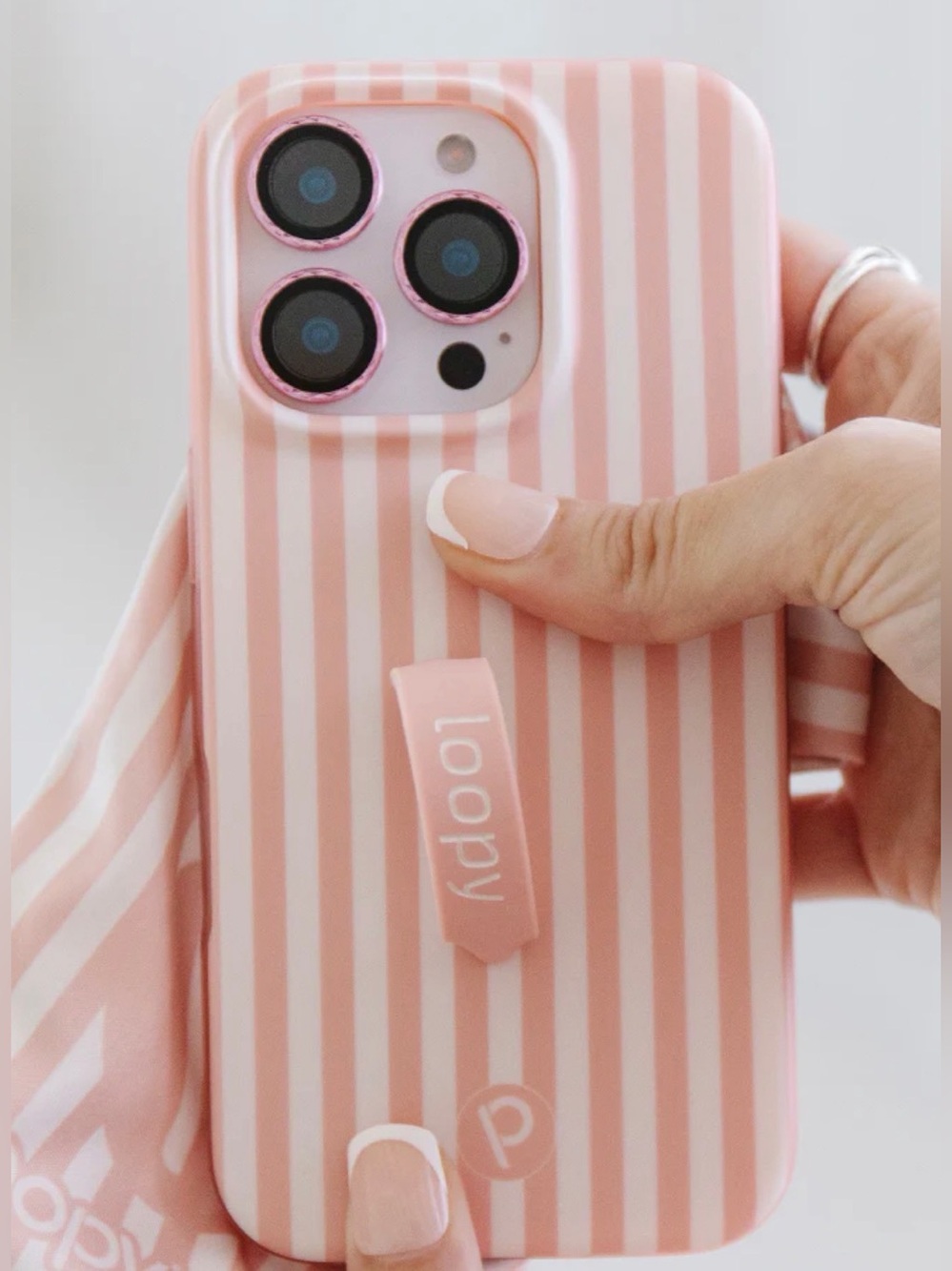 NEW Loopy Case Pink Striped Grip + Earthy Beaded Wristlet, iPhone 14 Pro Max - Picture 4 of 8